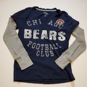 Chicago Bears Long Sleeve Blue Gray Shirt Top Women’s Medium Good Condition